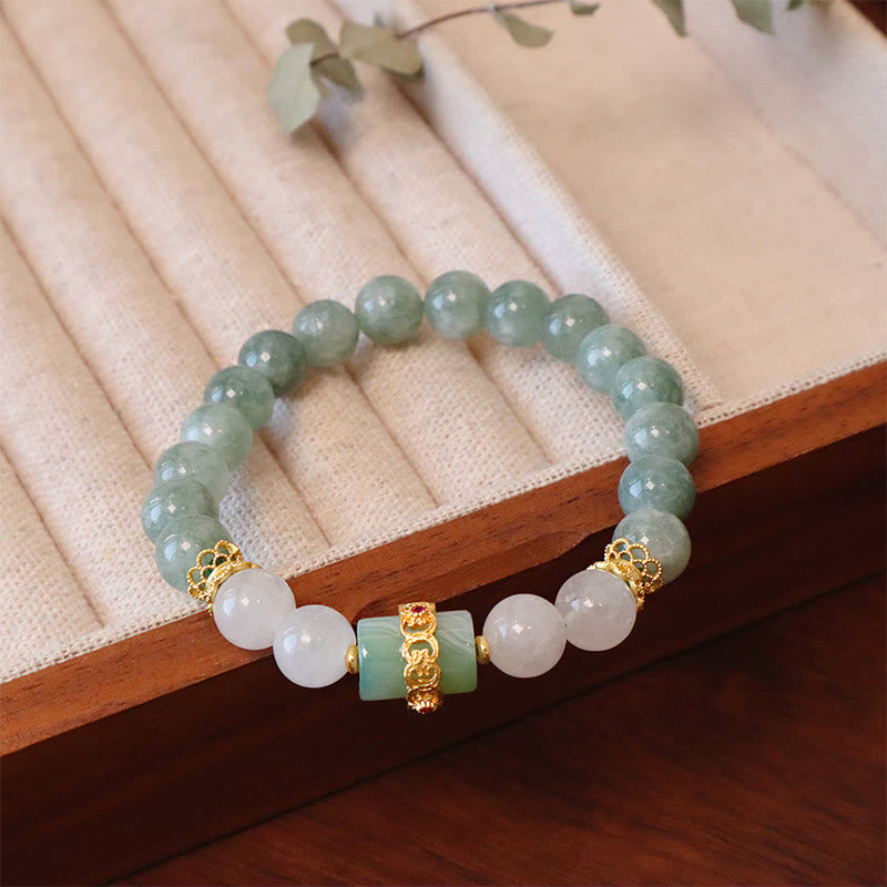 Single Double Layer Jade Peace Buckle Luck Bracelet