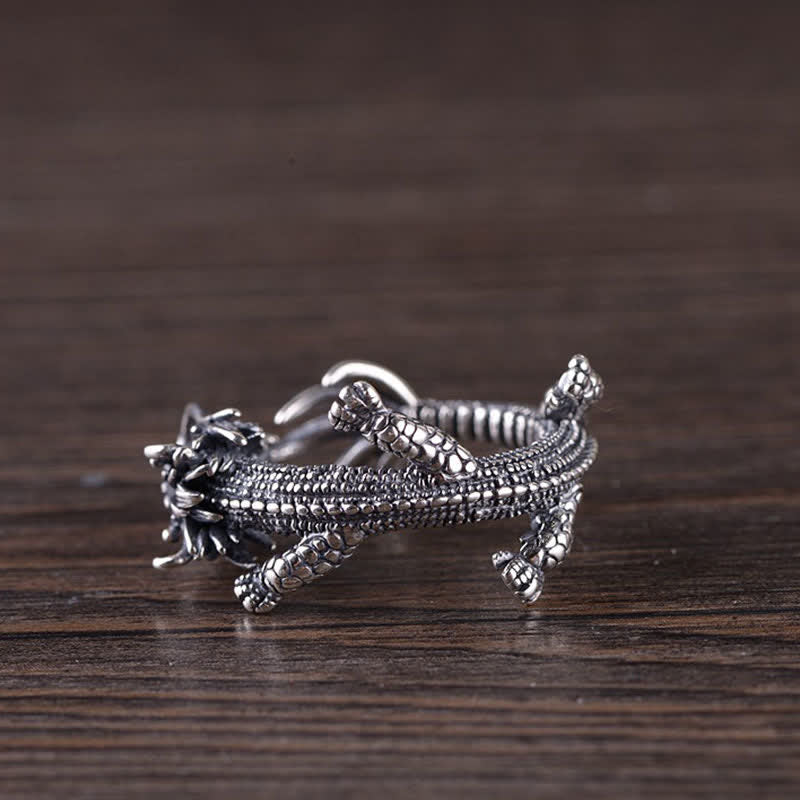 925 Sterling Silver Dragon Luck Protection Ring - Image 10