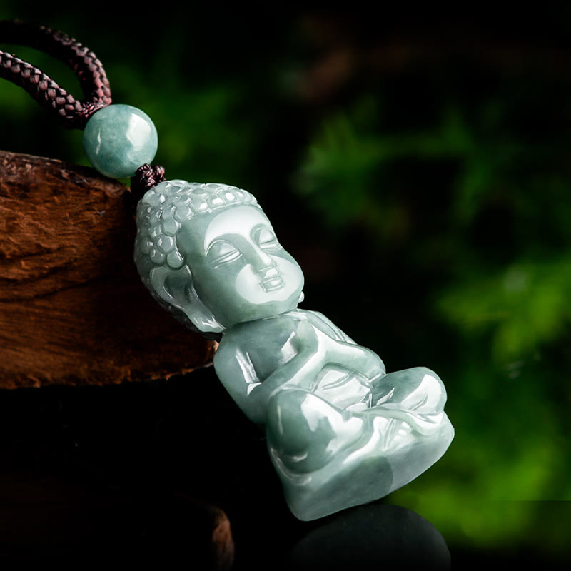 Natural Jade Meditation Buddha Amulet Serenity Necklace Pendant - Image 3