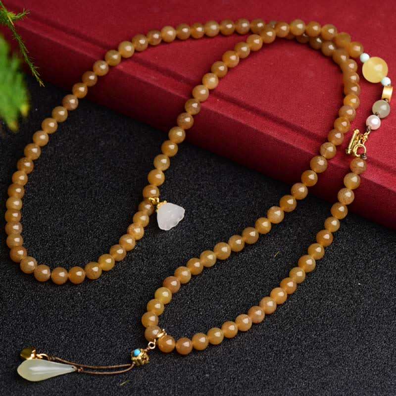 Natural Hetian Topaz Amber Lotus White Jade Pearl Success Bracelet - Image 7