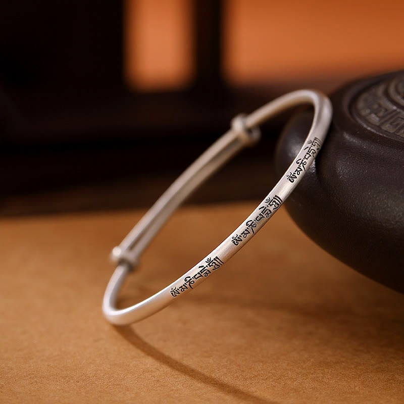 Tibetan 999 Sterling Silver Om Mani Padme Hum Love Bracelet Bangle