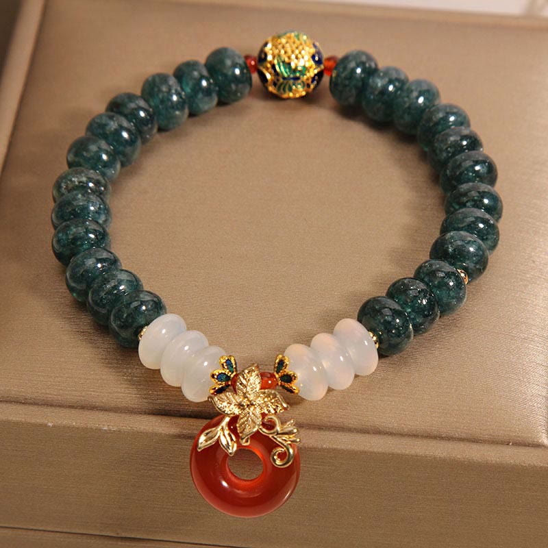 Jade White Agate Red Agate Peace Buckle Abacus Beads Luck Bracelet - Image 4