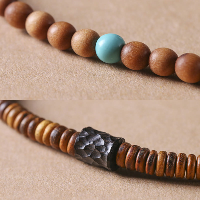 Sandalwood Turquoise Protection Double Wrap Bracelet - Image 6