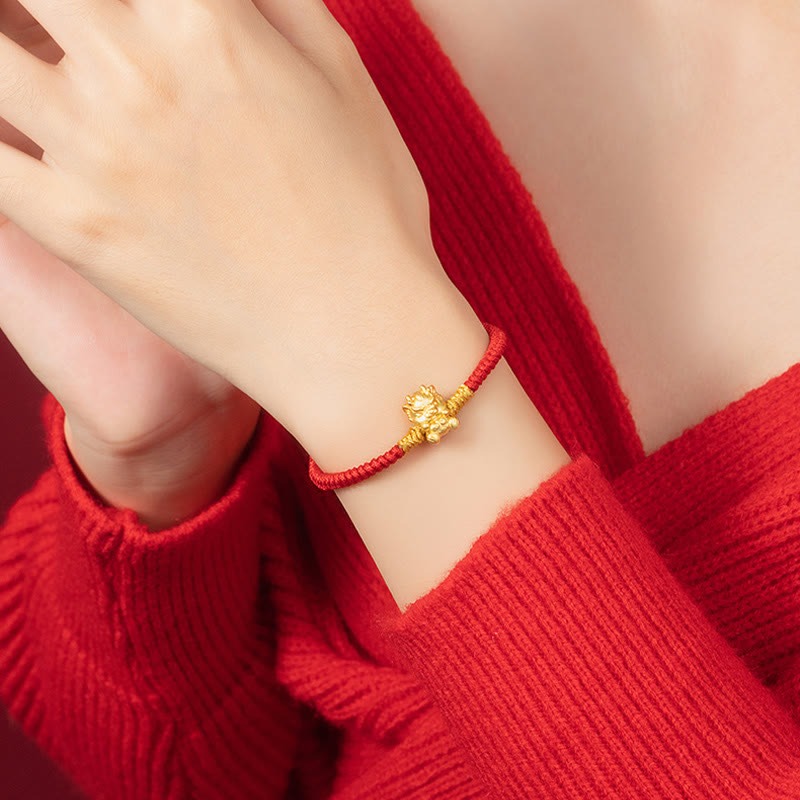 999 Sterling Silver Year of the Dragon Copper Coin Fortune Dragon Fu Character Luck Handcrafted Red String Braided Bracelet - Image 13
