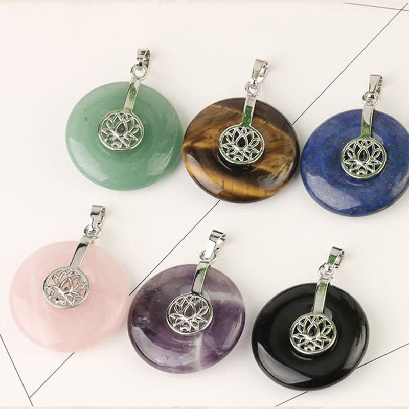 Various Crystal Amethyst Pink Crystal Lotus Healing Necklace Pendant - Image 4
