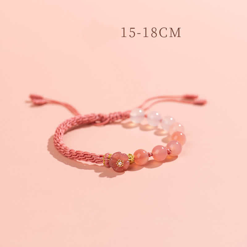 Natural Gradient Agate Reincarnation Knot Peach Blossom Wealth Luck Handmade String Bracelet - Image 12