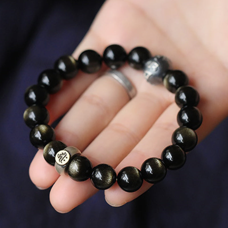 Chinese Zodiac Natal Buddha Obsidian Purification Bracelet - Image 6