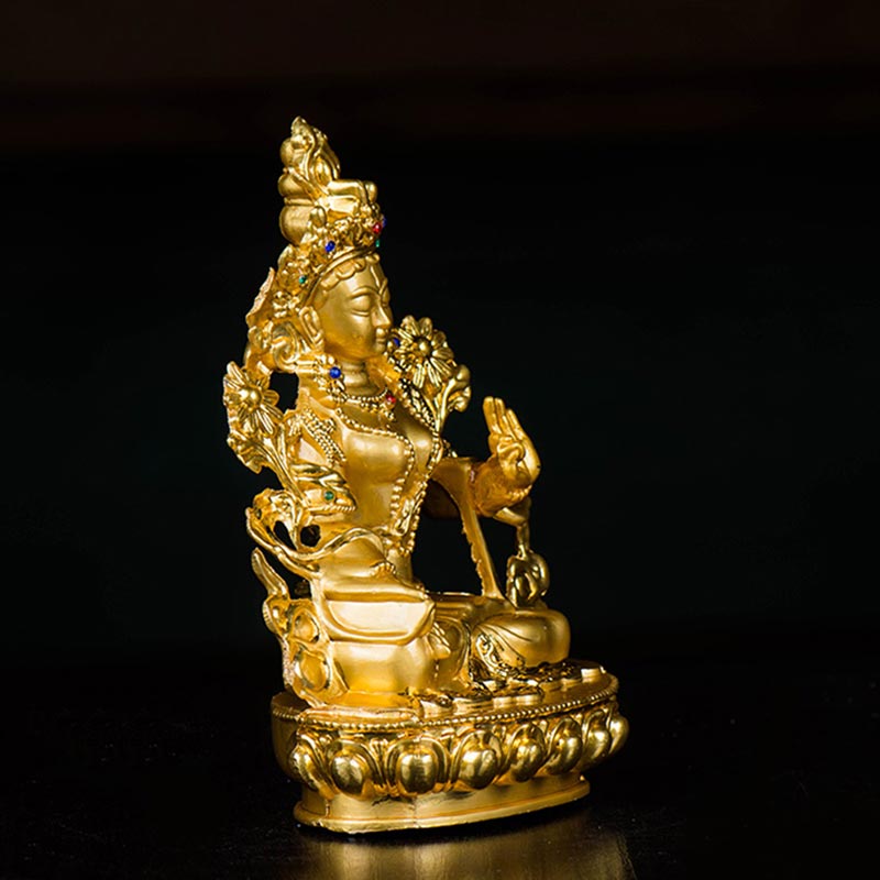 Bodhisattva White Tara Hope Protection Gold Plated Statue Decoration - Image 6