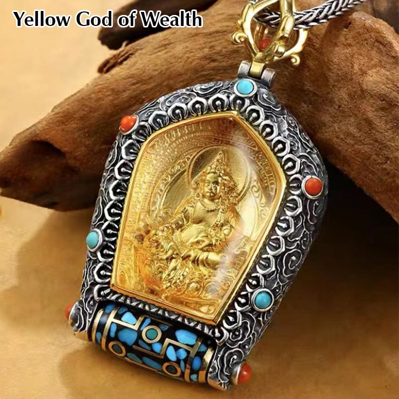 Tibet Chinese Zodiac Natal Buddha Thangka Prosperity Rotatable Dzi Bead Necklace Pendant - Image 14