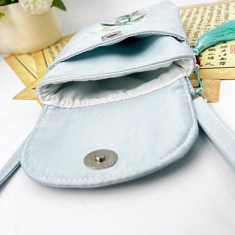 Small Embroidered Flowers Crossbody Bag Shoulder Bag Double Layer Cellphone Bag - Image 18