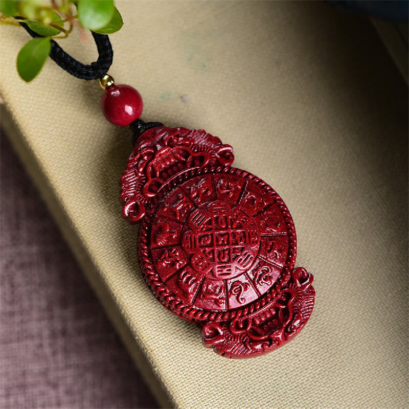 Laughing Buddha Yin Yang Chinese Zodiac Gourd Natural Cinnabar Blessing Necklace Pendant - Image 16