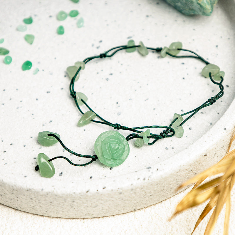 Amethyst Pink Crystal Green Aventurine Rose Inner Peace Healing Anklet - Image 16