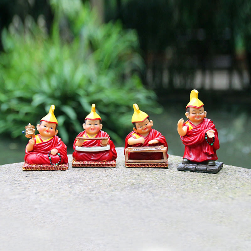 Hand Painted Tibetan Lama Figures Carved Creative Home Office Car Decoration Ornament - Image 19