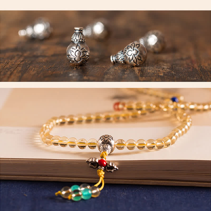 925 Sterling Silver 108 Mala Beads Natural Citrine Red Agate Amber Pleasure Charm Bracelet - Image 25