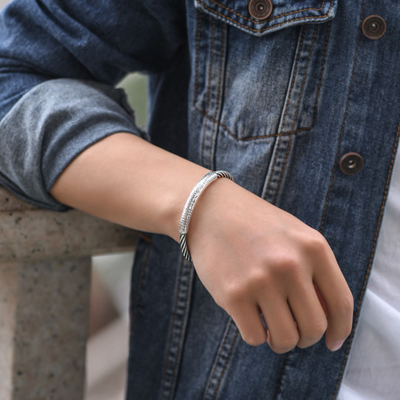 Tibetan Om Mani Padme Hum Heart Sutra Purity Cuff Bracelet - Image 18