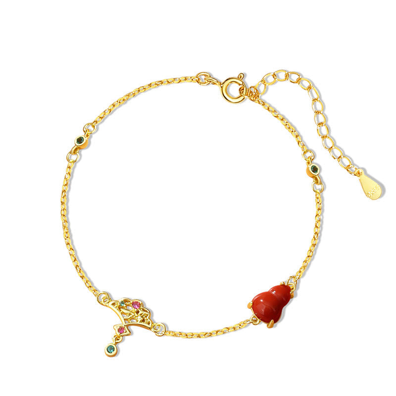 925 Sterling Silver Red Agate Gourd Auspicious Clouds Confidence Bracelet Necklace Pendant Earrings Set - Image 9