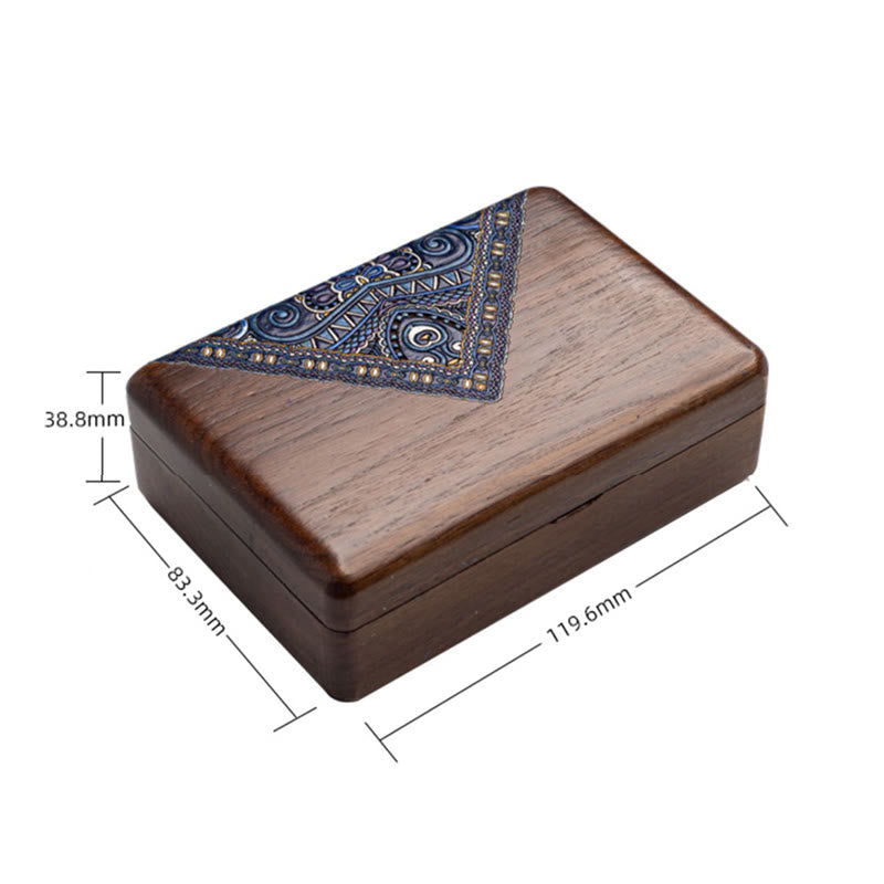 Vintage Handmade Black Walnut Wood Jewelry Storage Box With Mirror - Image 21