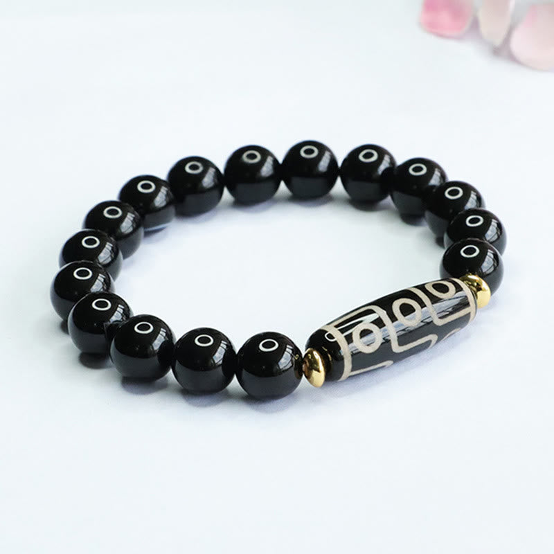 Tibetan Nine-Eye Dzi Bead Black Onyx Power Bracelet - Image 8