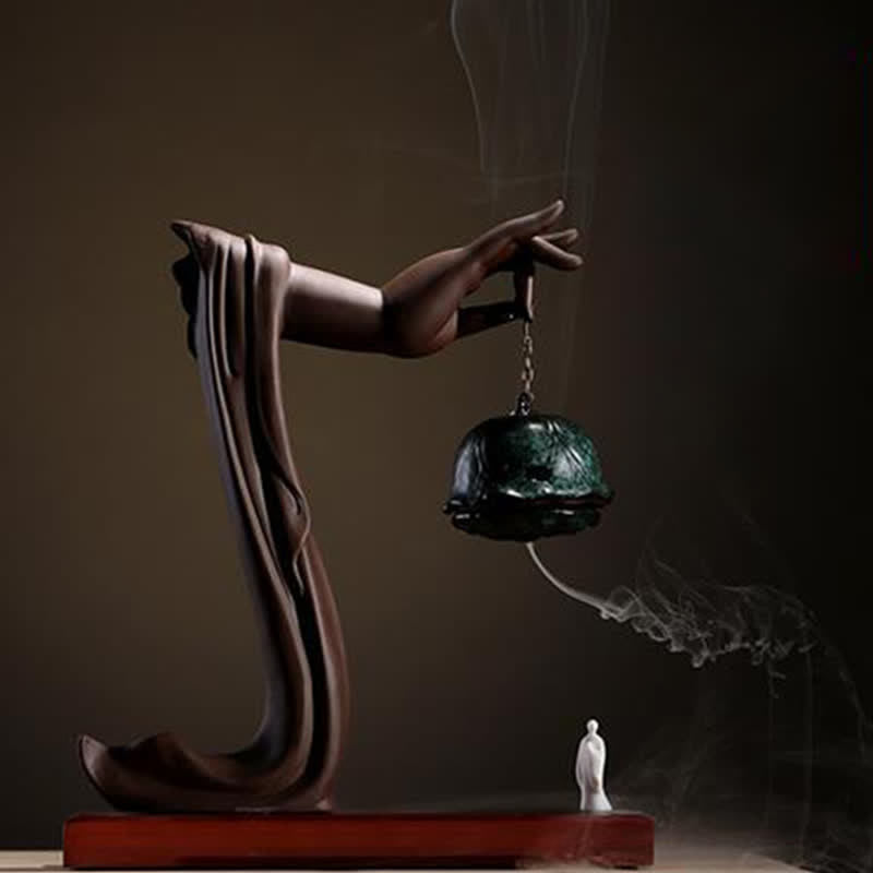 Tibetan Lotus Blessing Ceramic Incense Burner Decoration - Image 4