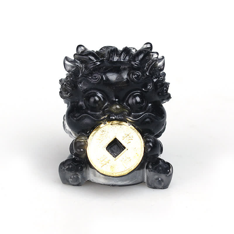 Handmade Cute PiXiu Gold Coin Crystal Fengshui Energy Wealth Fortune Home Decoration - Image 4