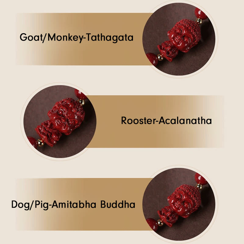 Chinese Zodiac Natal Buddha Cinnabar Amulet Blessing String Bracelet - Image 22