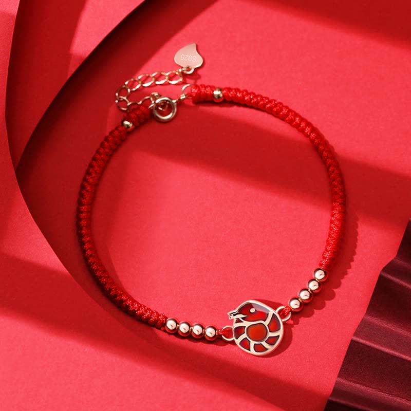 925 Sterling Silver Chinese Zodiac Luck Faith Discolor Red String Bracelet - Image 14