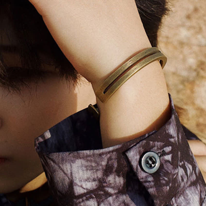 Rustic Copper Luck Viking Cuff Bracelet - Image 4