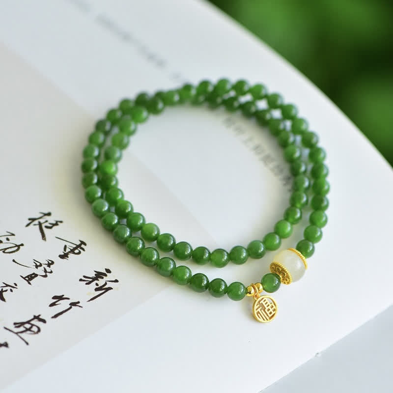 Hetian Cyan Jade Happiness Blessing Bracelet - Image 6