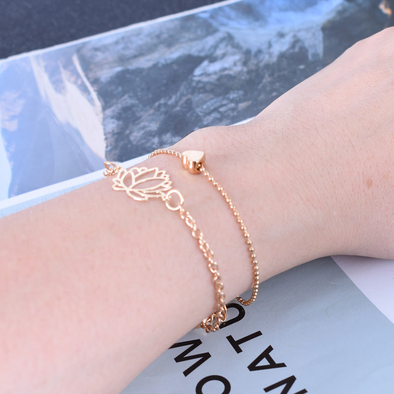 2Pcs Lotus Flower Love Heart Enlightenment Bracelet - Image 5