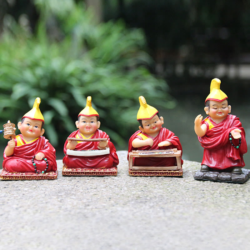 Hand Painted Tibetan Lama Figures Carved Creative Home Office Car Decoration Ornament - Image 3