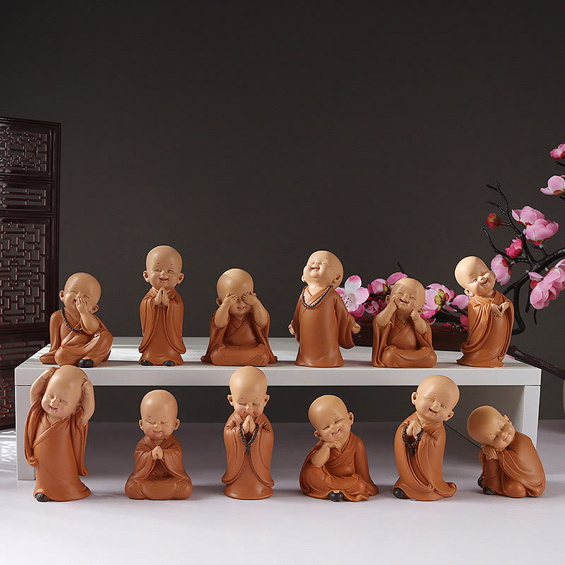 Small Mini Meditation Praying Monk Serenity Resin Home Decoration