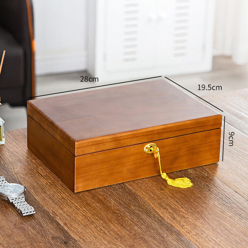 Vintage Wooden Jewelry Box Two-Layer Solid Wood Jewelry Storage Box - Image 17