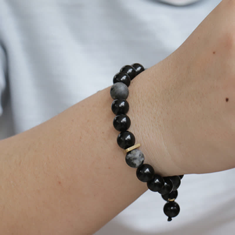 Black Obsidian Black Glitter Stone Purification Bracelet - Image 9
