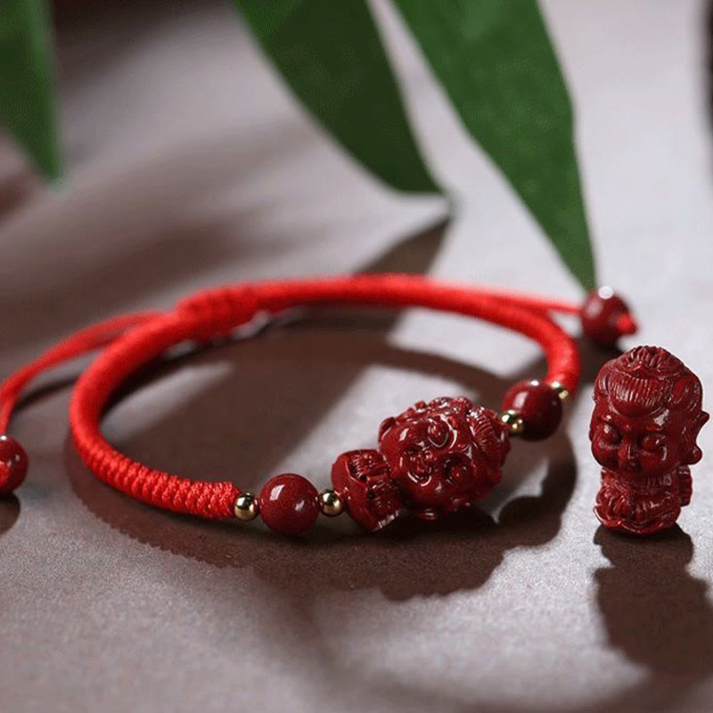 Chinese Zodiac Natal Buddha Cinnabar Amulet Blessing String Bracelet - Image 5