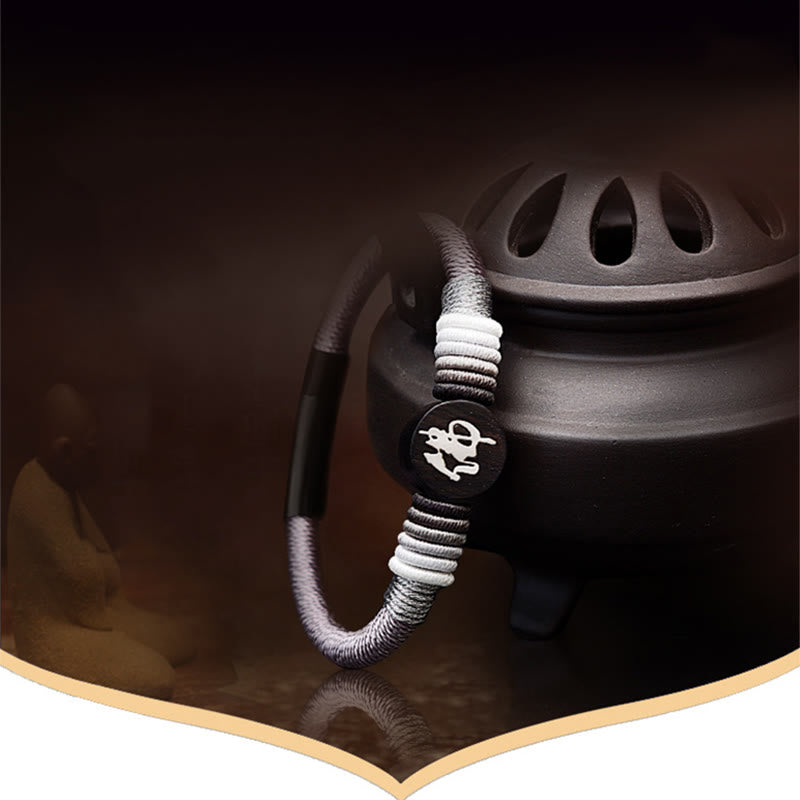 Buddha Character Ebony Handcrafted Rope Bracelet - Image 6