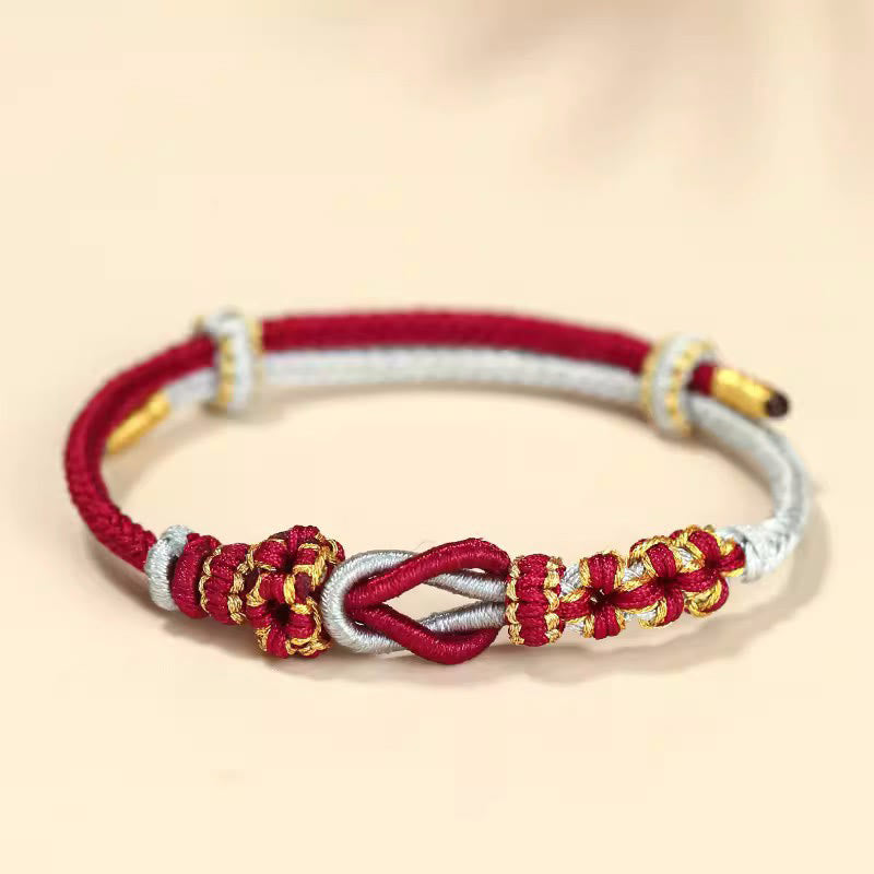 Handmade Peach Blossom Knot Eight Thread Peace Knot Luck Protection Bracelet - Image 8