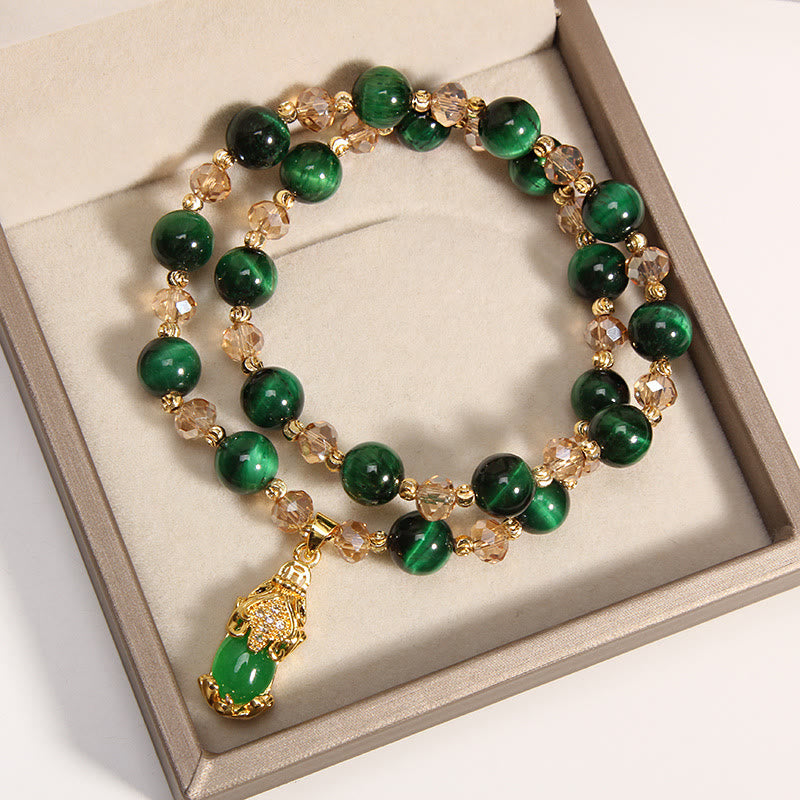 Tiger Eye Pixiu Fox Money Bag Protection Self Confidence Double Wrap Bracelet - Image 7