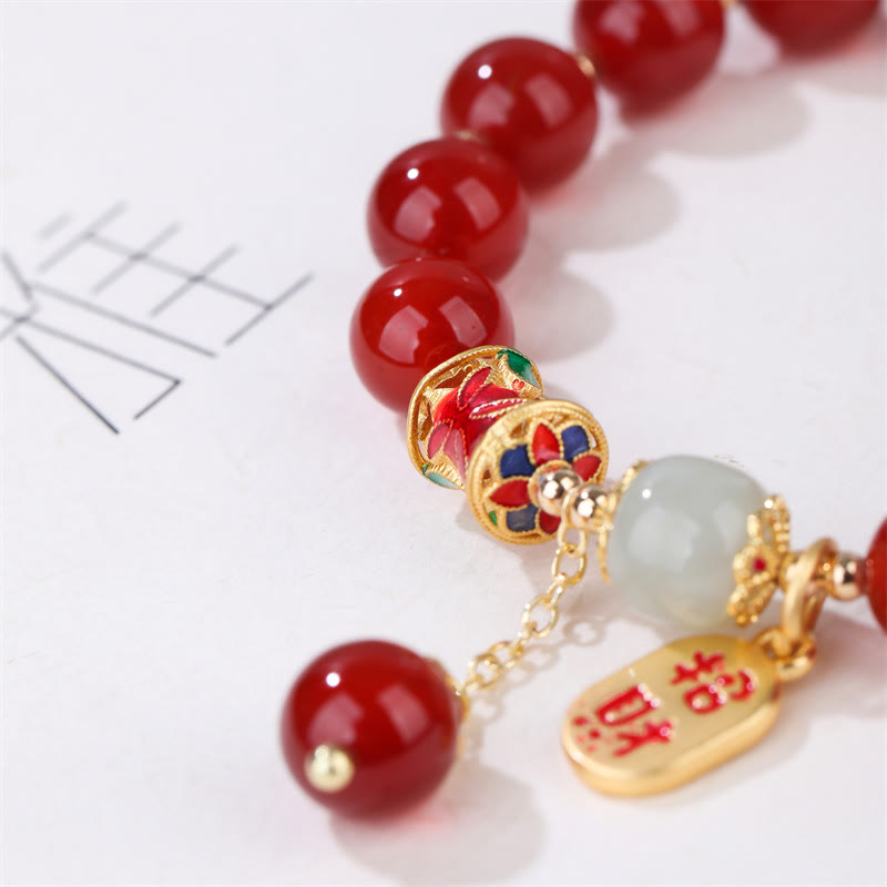 Natural Red Agate Jade Confidence Fortune Blessing Charm Bracelet - Image 3