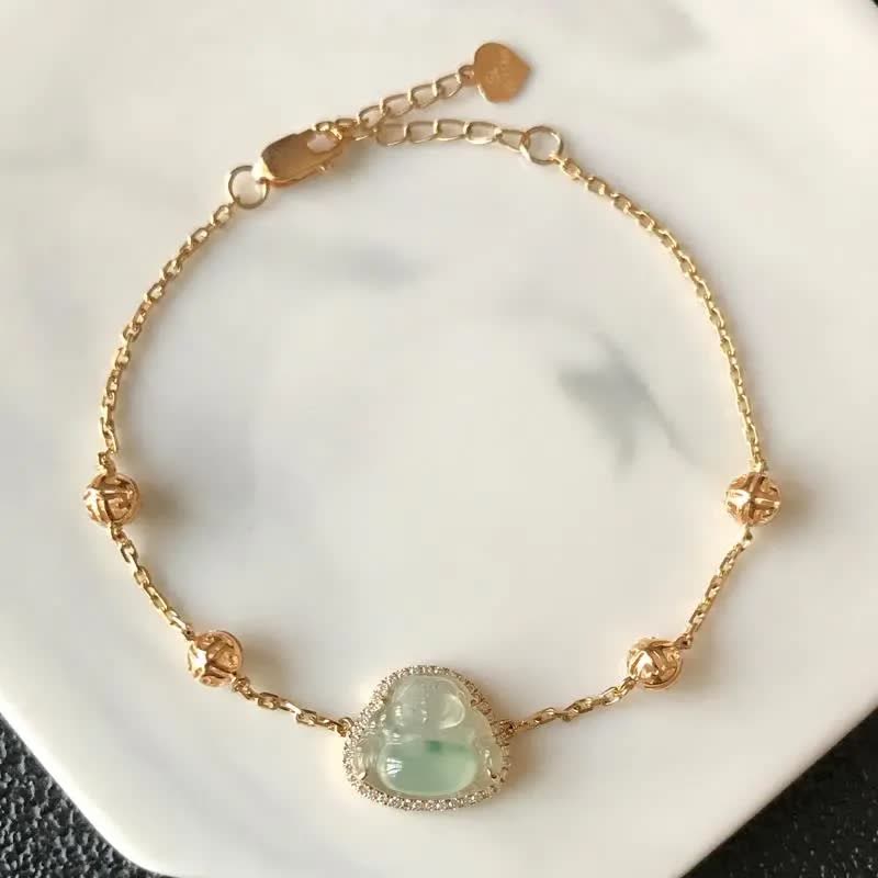 Laughing Buddha Jade Abundance Chain Bracelet