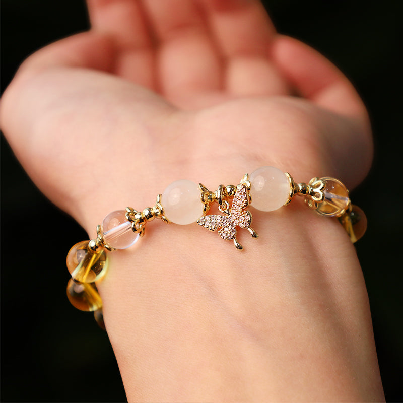 Citrine Moonstone Butterfly Charm Prosperity Protection Bracelet - Image 6