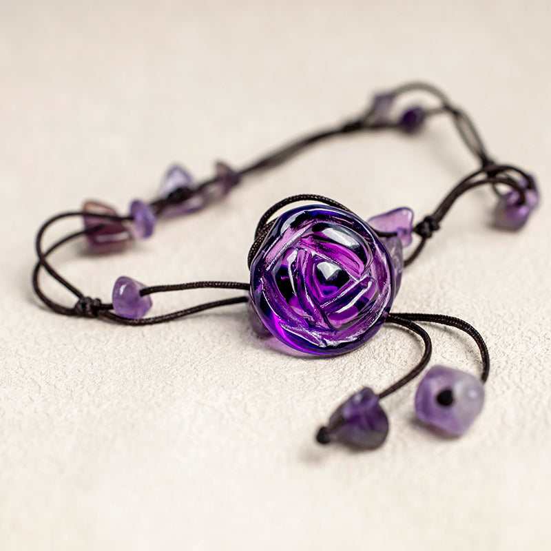 Amethyst Pink Crystal Green Aventurine Rose Inner Peace Healing Anklet - Image 6