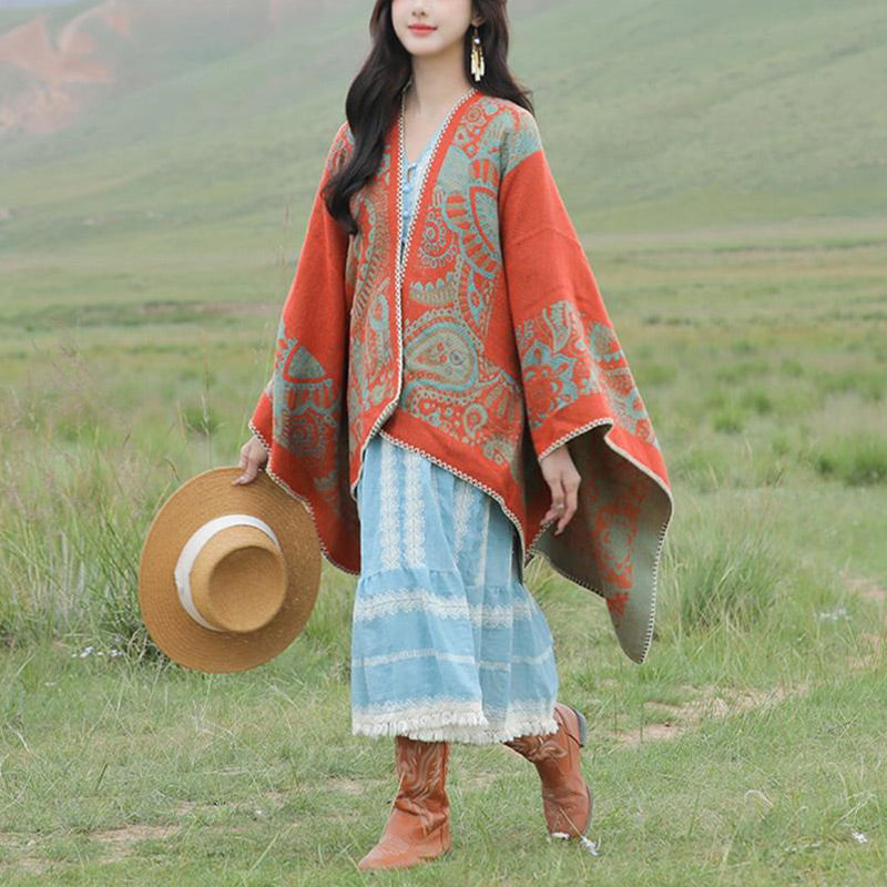 Tibetan Shawl Simple Pattern Winter Cozy Travel Scarf Wrap - Image 18