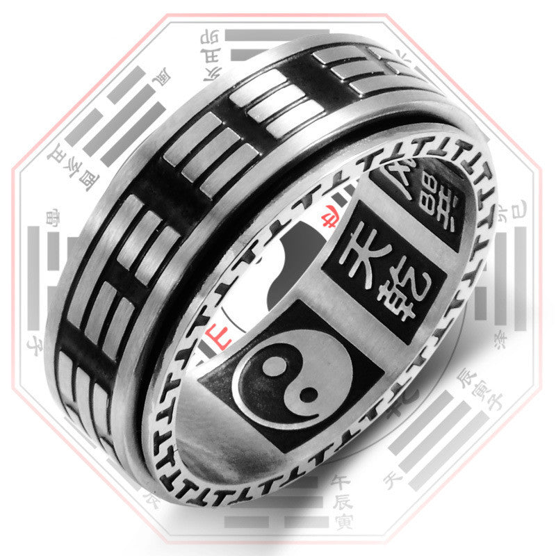 Bagua Yin Yang Titanium Steel Balance Rotatable Ring - Image 7