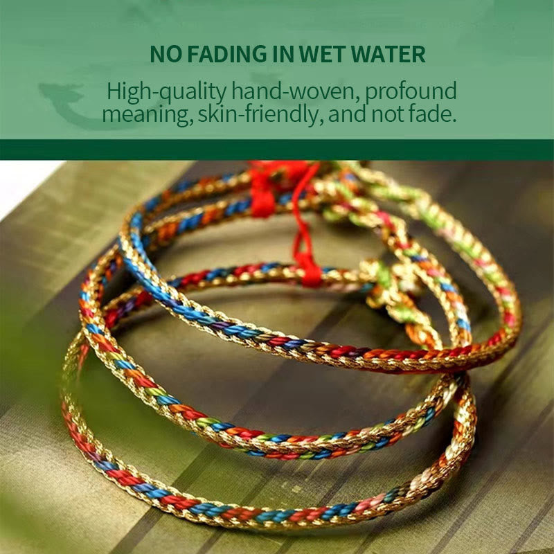 925 Sterling Silver Fu Character Zongzi Pattern Multicolored String Luck Handmade Braided Bracelet - Image 16