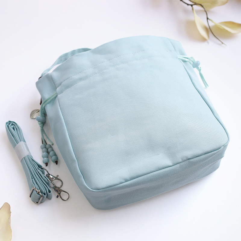 Embroidered Flowers Wisteria Lily Cotton Linen Tote Crossbody Bag Shoulder Bag Handbag - Image 15