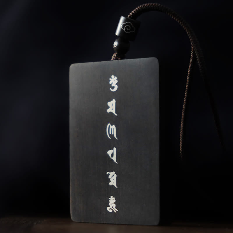 999 Sterling Silver Small Leaf Red Sandalwood Ebony Wood Om Mani Padme Hum Inlaid Protection Necklace Pendant - Image 17