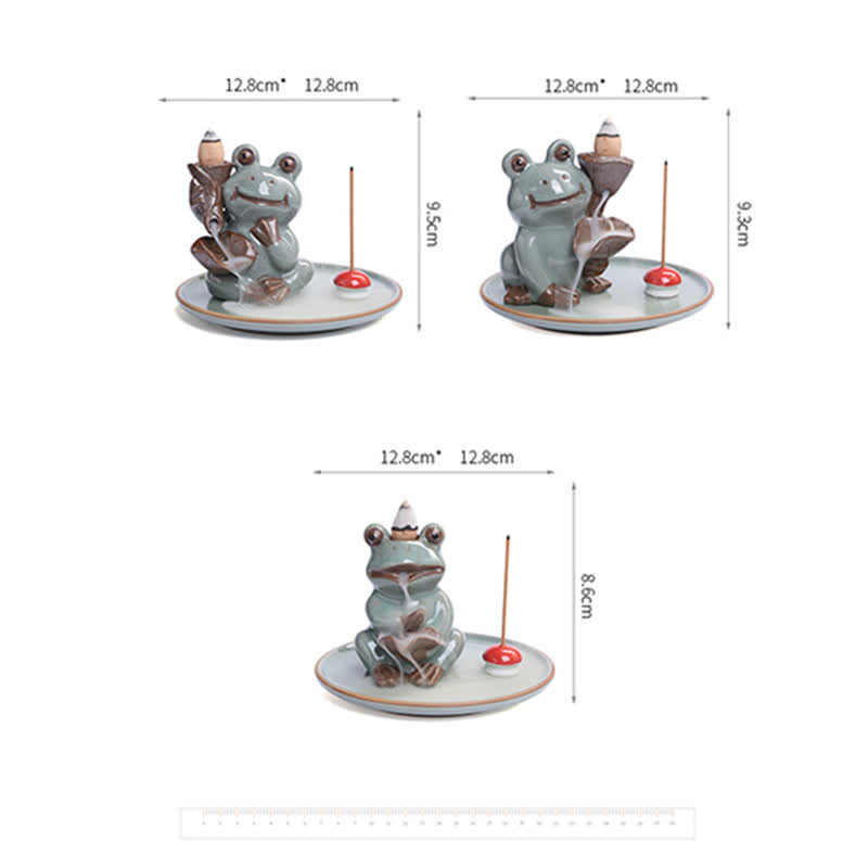 Meditation Frog Ceramic Lotus Healing Incense Burner - Image 10
