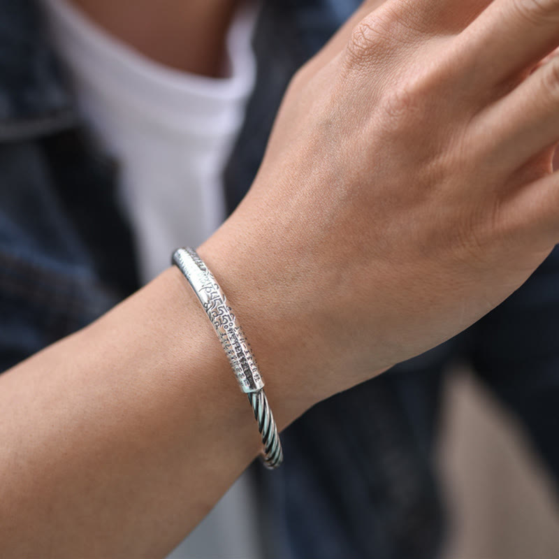 Tibetan Om Mani Padme Hum Heart Sutra Purity Cuff Bracelet - Image 9