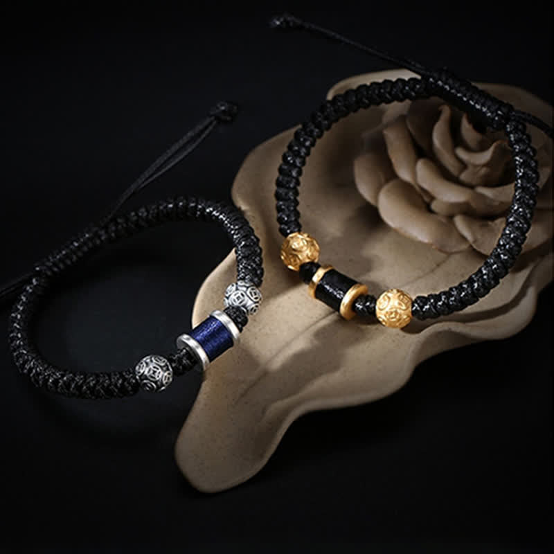 999 Sterling Silver Copper Coin Bead Copper Balance Braided String Bracelet - Image 19