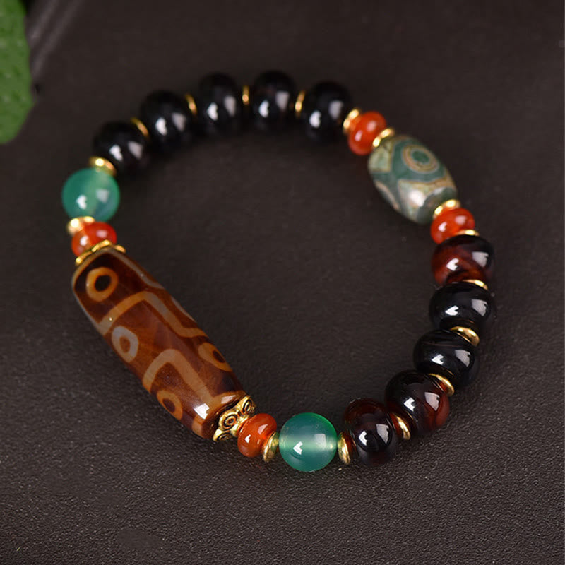 Tibetan Natural Nine-Eye Dzi Bead Three-eyed Dzi Bead Protection Bracelet - Image 3